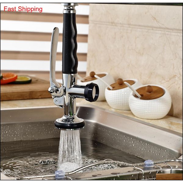 

chrome solid brass kitchen faucet double sprayer vessel sink mixer tap deck moun qylons bde_luck
