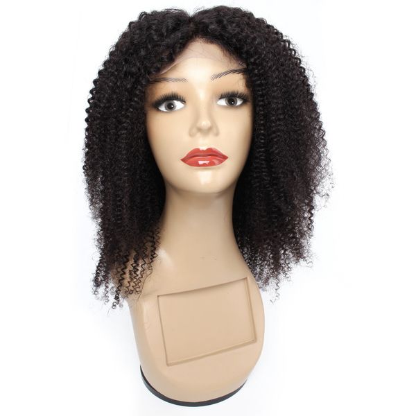 Spitzenperücken Kisshair 4x4-Spitzenverschluss-Perücke, Afro-verworrenes lockiges Echthaar-Perücke für Frauen, transparente Spitze, brasilianisches natürliches Remy-Haar, vorgezupft