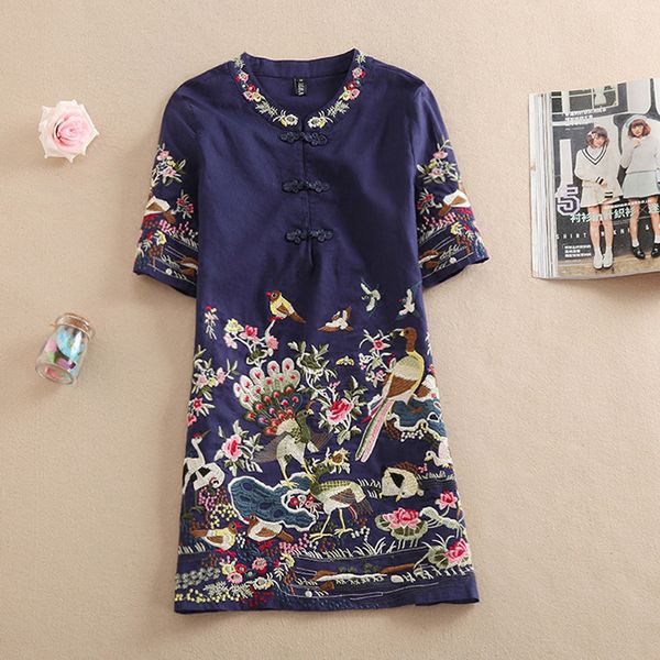 

2021 new new women summer casual embroidery short sleeve floral blouses dresses shirts long feminino vintage short dress a-line l5av, Black;gray