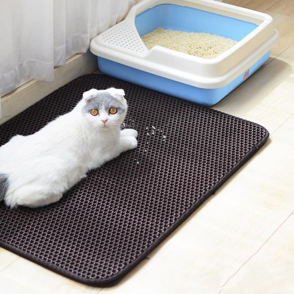 

waterproof pet cat litter mat bottom non-slip pet litter cat mat foldable eva double-layer cats layer