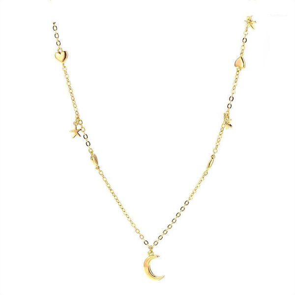 

korea's new gold-plated stars moon pendant necklace brief engagement birthday gift1, Silver