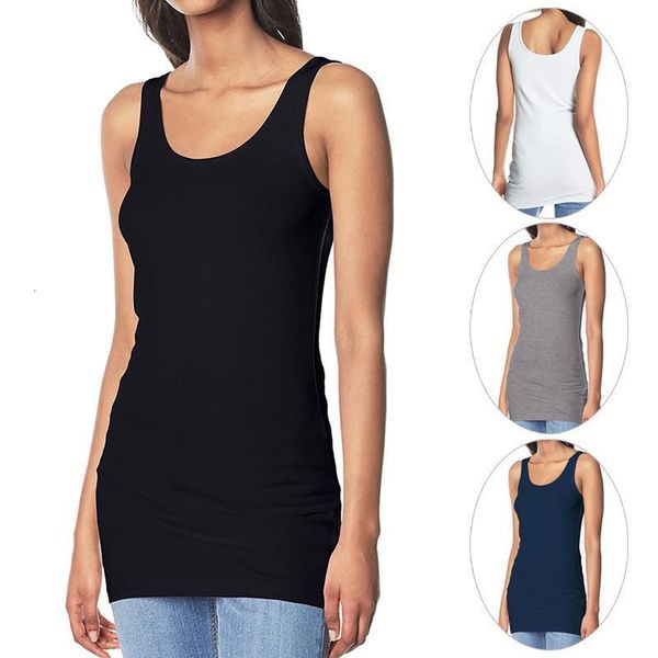

2021 summer solid t shirts women fashion vest sleeveless round neck slim singlets camisole cotton casual tank, White