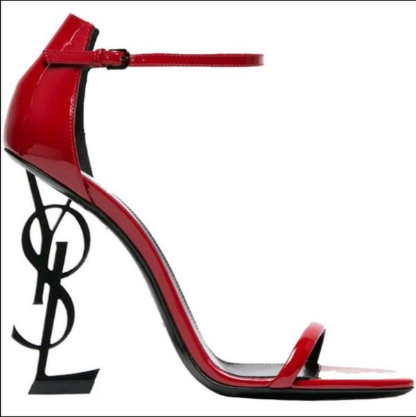 

y style classic brand high-heeled sandals leather 8- cm letter high-heeled women's wedding shoes black patent leather