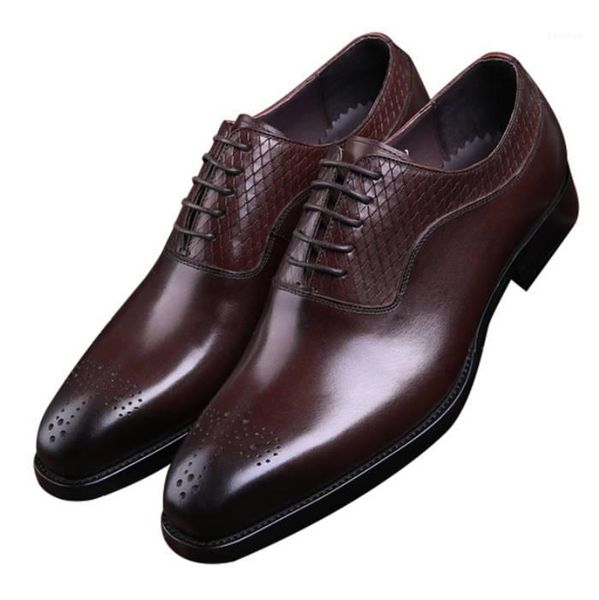 

dress shoes fashion brown tan / black mens business oxfords genuine leather goodyear welt boys prom wedding groom1