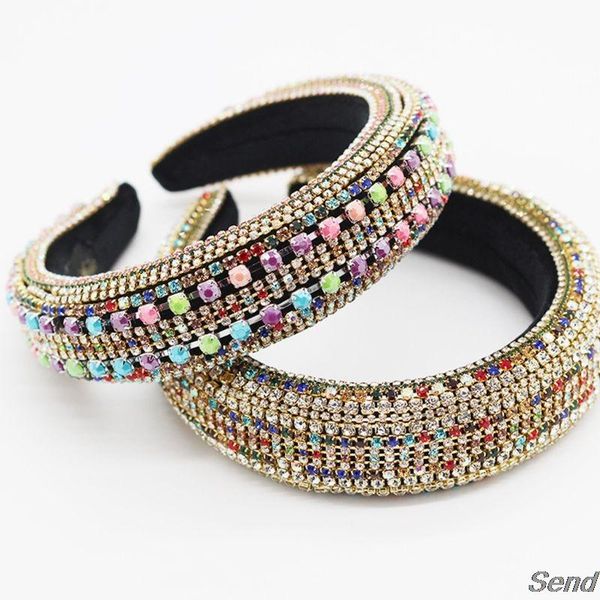 

hair accessories european baroque hoop luxury rhinestone wide side headband female headwear t4md