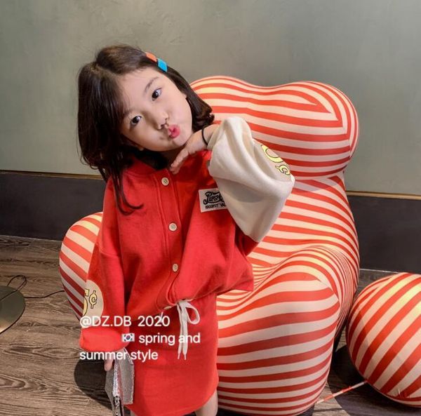 

clothing sets 2021 wholesale girls 2 pcs set coat +skirt cotton fashion autumn suit 3-9t f502, White