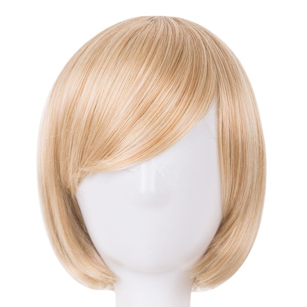 

costume accessories fei-show bob wig oblique fringe bangs short wavy blonde black dark brown light brown synthetic hair women hairpiece cosp, Silver