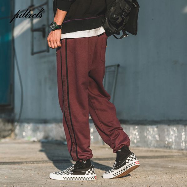 

nieuwe kant kleur blok panelled brief print track joggingbroek mannen herfst mode elastische broek streetwear mens track broek, Black