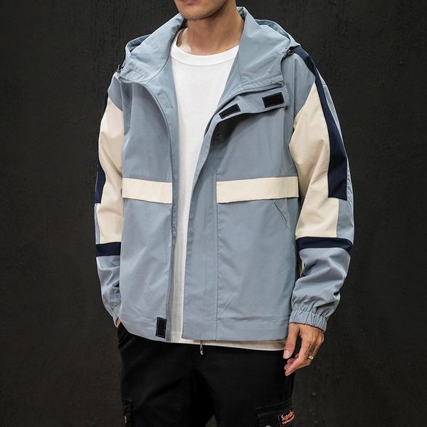 

men's jackets 2021 fashion autumn loose large size youth printing tooling jacket trend casual street hooded sports, Black;brown