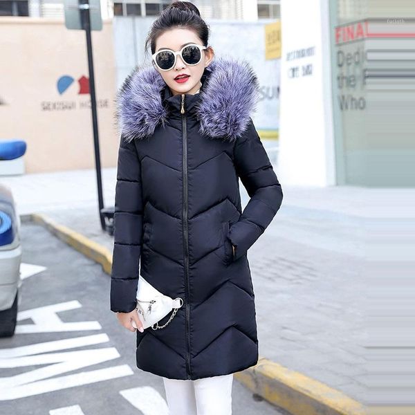 

big fur winter coat female jacket new 2019 hooded parka warm winter jacket women wadded ladies plus size 6xl women's down1, Black