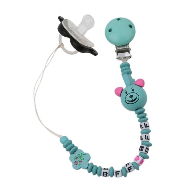 

pacifiers# baby pacifier clip chain cute panda floral beads bear silicone wood dummy soother holder for infant kid nipple feeding
