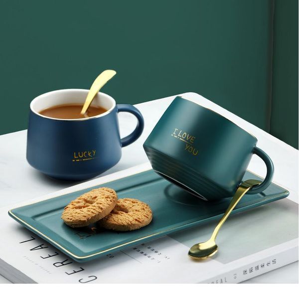 

creative coffee cup and saucer set ceramic breakfast milk cup afternoon tea cup european simple style water cafe wit bbyula