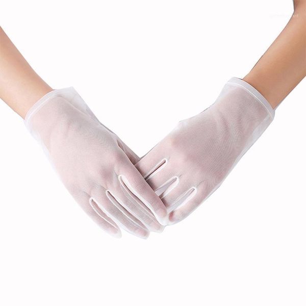 

five fingers gloves lace white women mesh gauze ultra thin party dance glove female summer sunscreen driving gloves1, Blue;gray