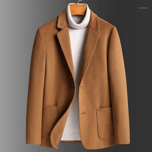 

2020 men's autumn and winter casual new woolen blazer slim wool nizi solid color business professional blazer1, White;black