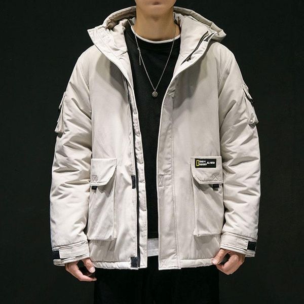 

nice hip hop parka men coats winter jacket men thicken hooded outwear warm coat casual solid mens coat, Black
