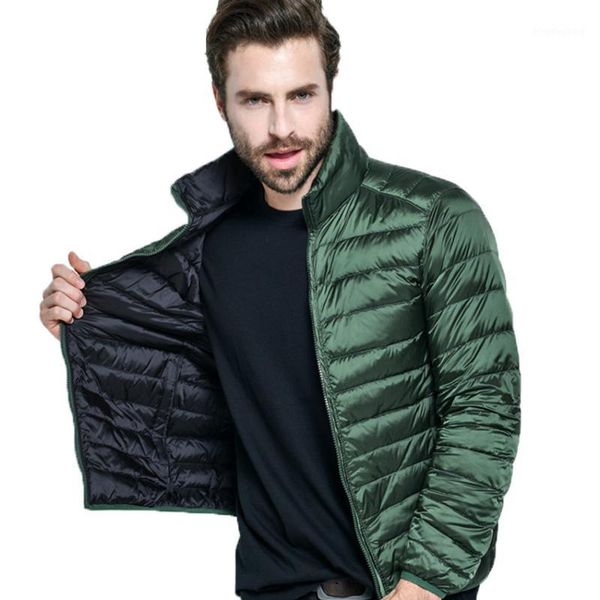 

sided wear 88% down content winter white duck down jacket men thin ultra light winter long sleeve coat plus size 4xl1, Black
