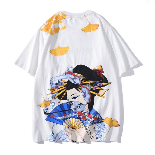 

shirt japanese maple-leaf princess t of the men and women harajuku oversize short sleeves tshirts neck hip hop loose summer bgf2, White;black