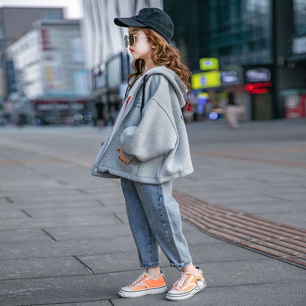 

2020 mycos new girls' hooded cardigan net red foreign sle autumn children's loose et n4xc, Black