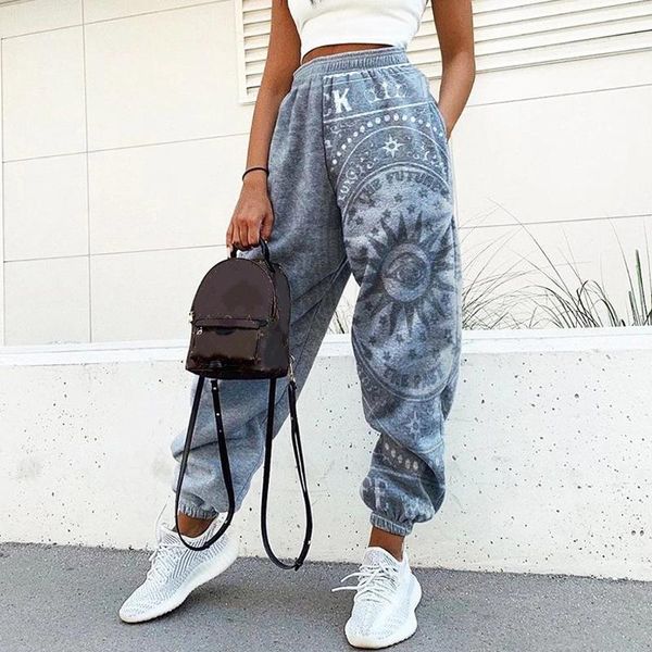 

2021 autumn skull printed joggers women pants sweatpants plus size 4xl casual loose streetwear fashion female pants for women, Black;white