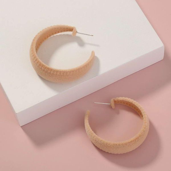 

c shape hoop earrings retro suede dangle drop earrings for women exaggerated earring jewelry, Golden;silver