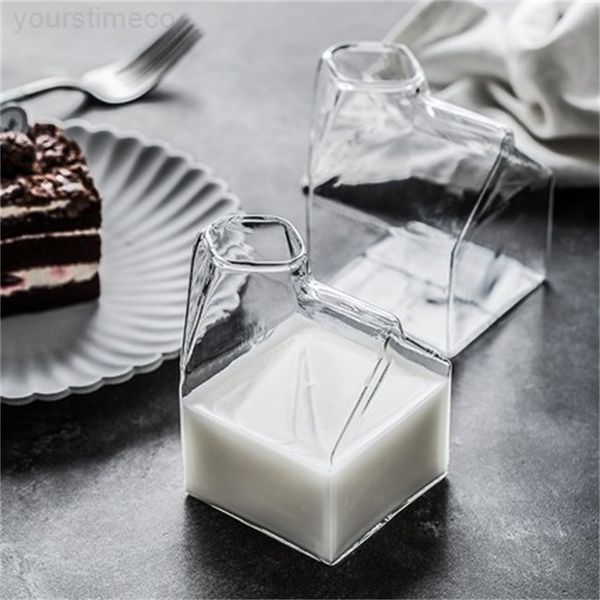 

creative square box shade glass cups glas milk mug