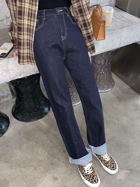 

little time 2020 autumn / winter new korean dark blue jeans