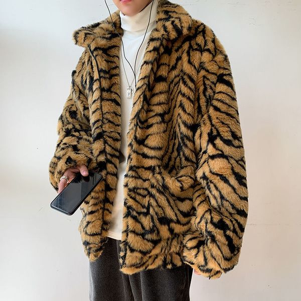 

2021 new privathinker winter new men's tiger pattern parkas casual oversize korean streetwear woman coat fashion male clothing 0ryx, Black