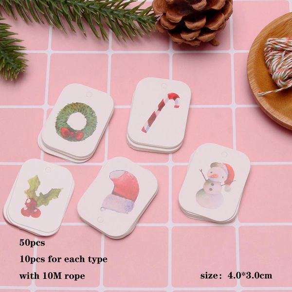 

50pcs diy kraft tags merry christmas labels gift wrapping paper hang tags santa claus paper cards christmas party supplie bbytex