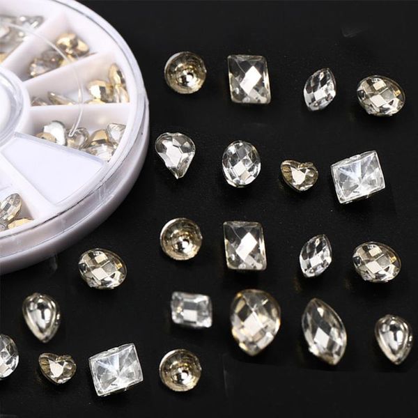 

nail art decorations double-sided drill champagne white rhinestone for glitter diamond blossom shape decor accessory jewelry stone diy, Silver;gold