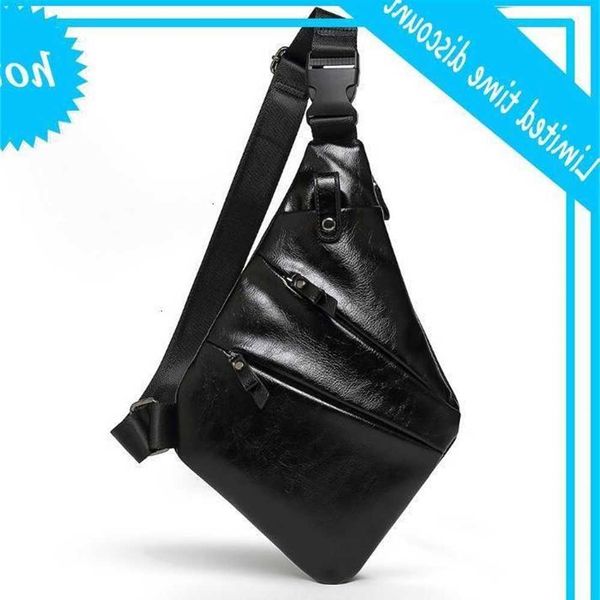 

cross body men pu guard against theft black waterproof multifunctional chest bag