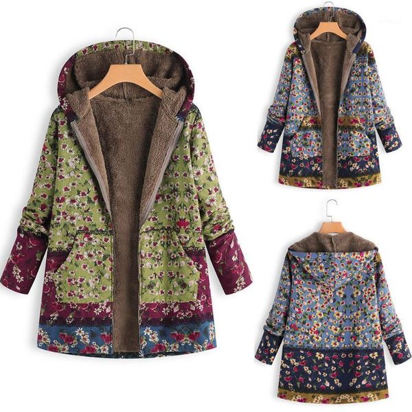 

chuwanglin new printing winter jacket women large size manteau femme hiver warm jackets jassen dames hooded plush a10211, Black