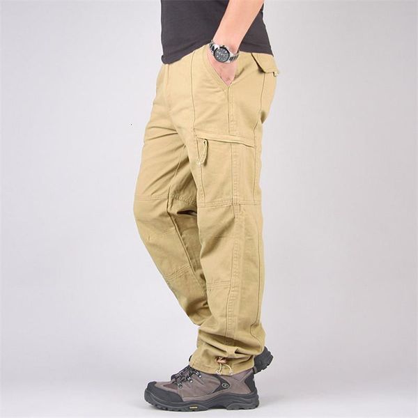 

2020 autumn cargo pants men spring casual cotton long trousers streetwear army straight slacks military tactical pants overalls, Black