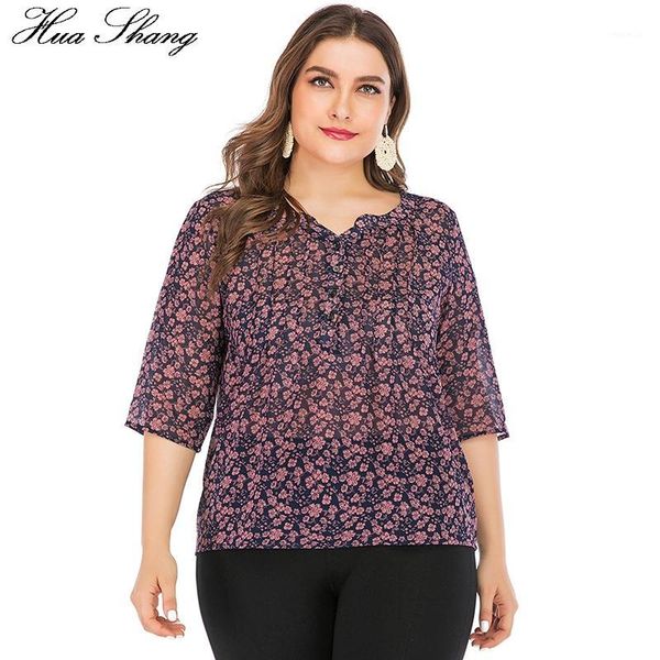 

6xl plus size chiffon blouse women summer v neck half sleeve floral print causal blouse irregular ladies tunic 1, White