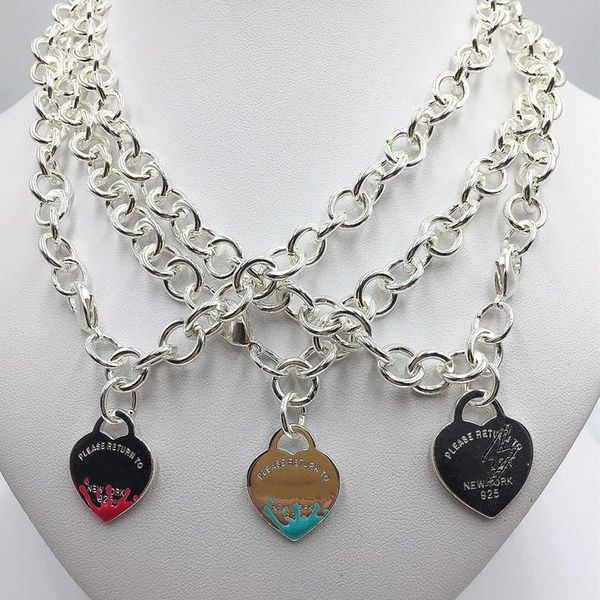 

925 sterling silver exquisite and elegant love splash, happy heart-shaped epoxy necklace, jewelry gift for ladies