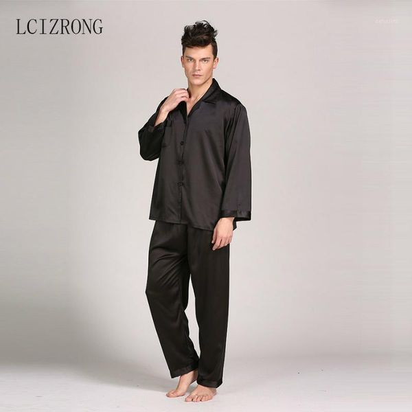 

loose men's satin silk pyjamas sets long underpants oversized 3xl sleepwear soft underwear pajama home clothing nightwear1, Black;brown
