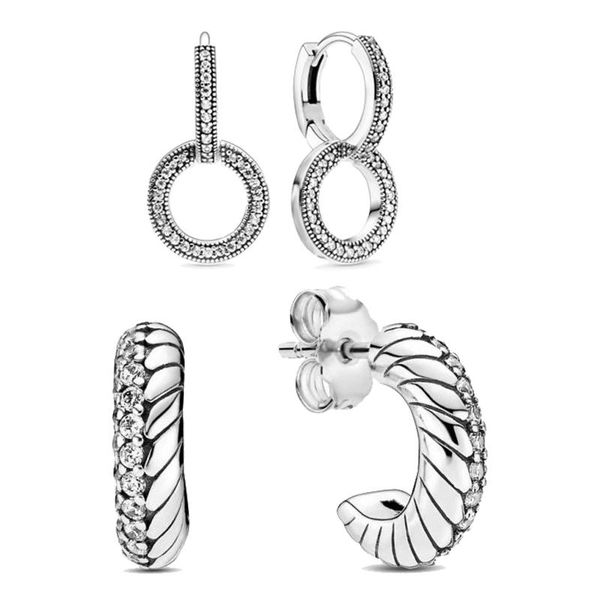 

2020 genuine 925 sterling silver stud earrings pavé snake chain pattern earrings for women fashion sterling silver jewelry, Golden;silver