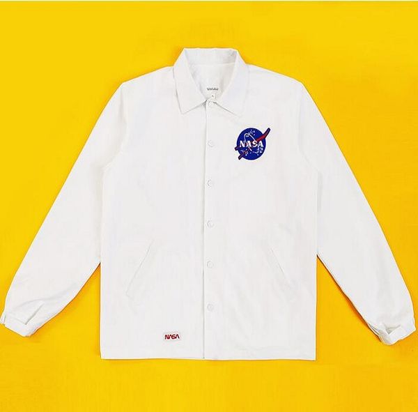 Jaqueta de algodão masculina, primavera outono, bordada exclusiva, roupa curta da nasa, treinador, astronauta, menino, rua, skate, casaco