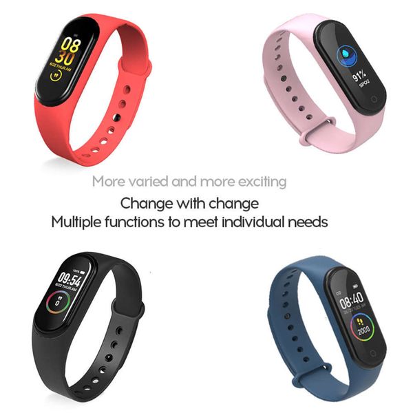 

smart wristband sports watch m4 for men women, heart rate and blood prsure control, color touchbgt
