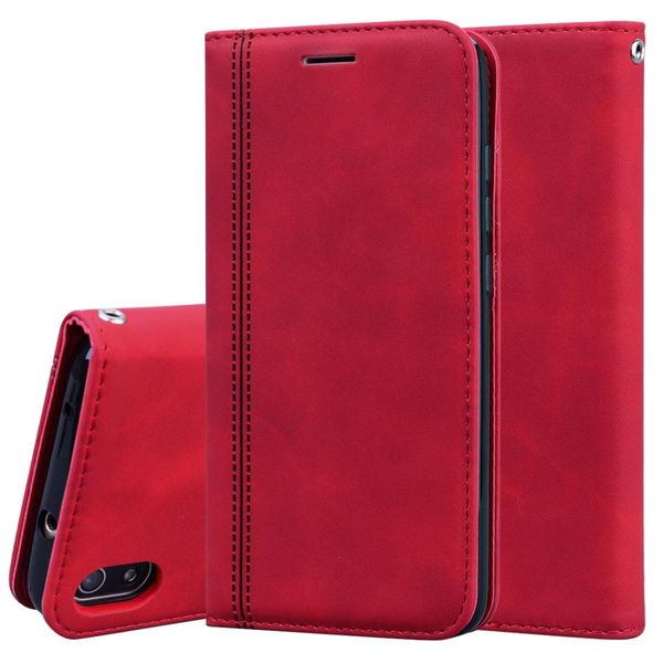 

For Xiaomi Redmi 7A Frosted Business Magnetic Horizontal Flip PU Leather Case with Holder Card Slot Lanyard