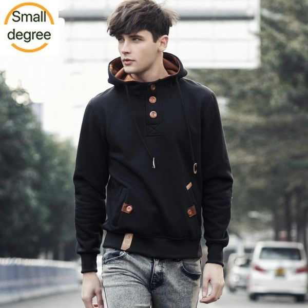 

autumn and winter new men's solid color hoodies pullover hoodie european american college style hooded jacket men, Black