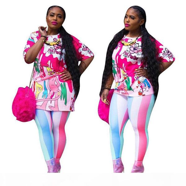 

мода xl plus size sport 2 шт. женщины set tracksuits распечатать досуг пуловерная футболка + брюки безвоздывающиеся костюмы sportswear, Gray