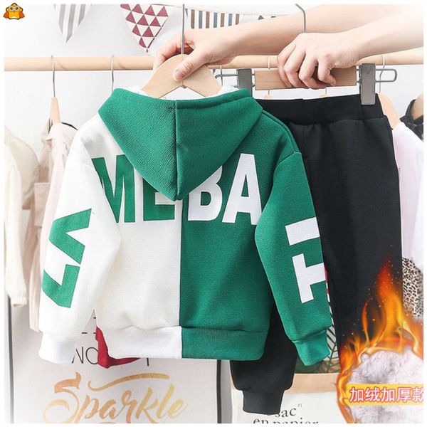 

boys 2020 foreign style plush autumn winter children's 135678 year old set new korean version, White