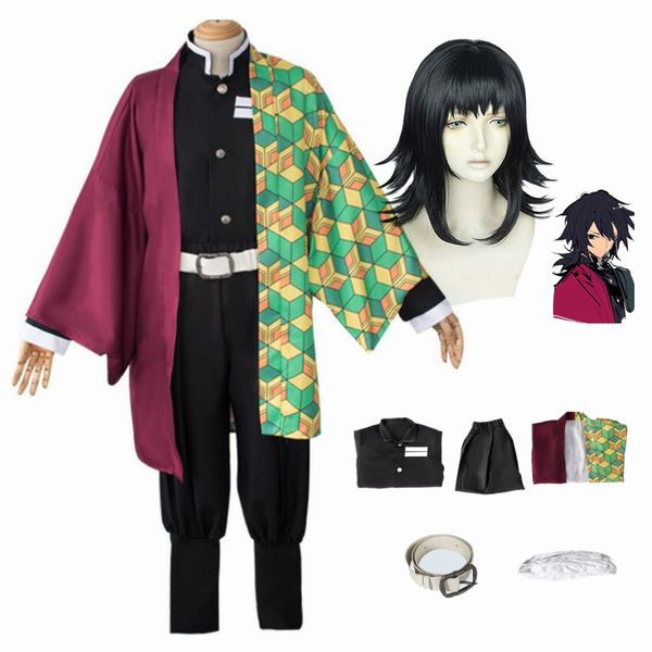 

anime costumes anime kimono demon slayer cosplay costume tomioka giyuu kimetsu no yaiba uniform, Black
