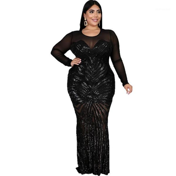 

ethnic clothing 4xl 5xl plus size african dresses for women black sequins round neck long sleeves daily evening party dress africa maxi vest, Red