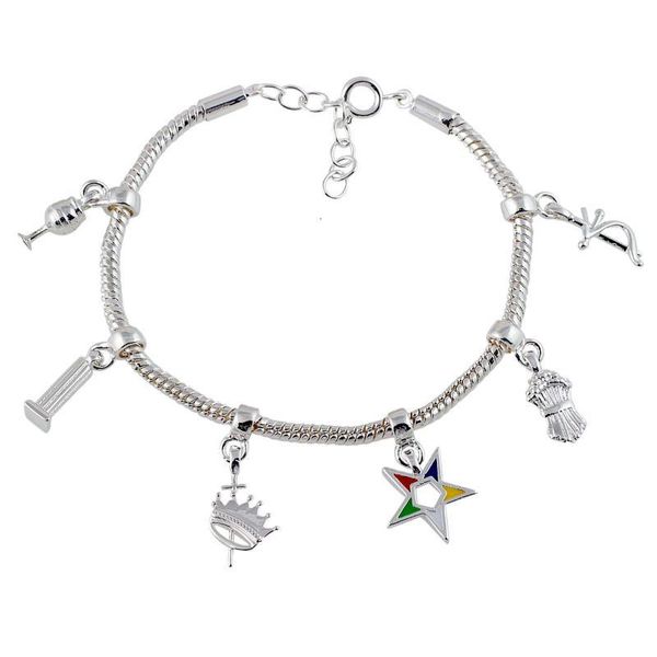

custom order of the eastern star charm chain bracelet jewelry, Golden;silver