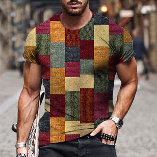 

men's t shirt 3d print plaid color block graphic prints crew neck street daily print short sleeve casual designer big and tall sports, White;black