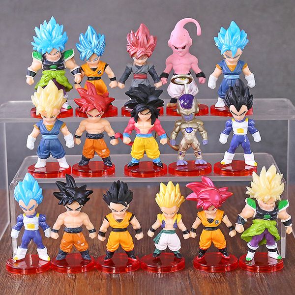 

16pcs/lot super saiyan god action figure son goku gohan vegeta vegetto frieza zamasu ultra instinct model toys gift