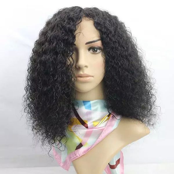 

costume accessories 180% density kinky curly short bob natural black lace front synthetic wig for women with baby hair pre plucked adjustab, Silver