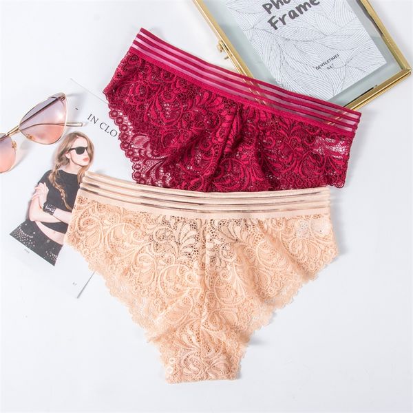 

3pieces/lot underwear women's panties comfort underpants floral lace transparent briefs for female low-rise pantys intimates, Black;pink