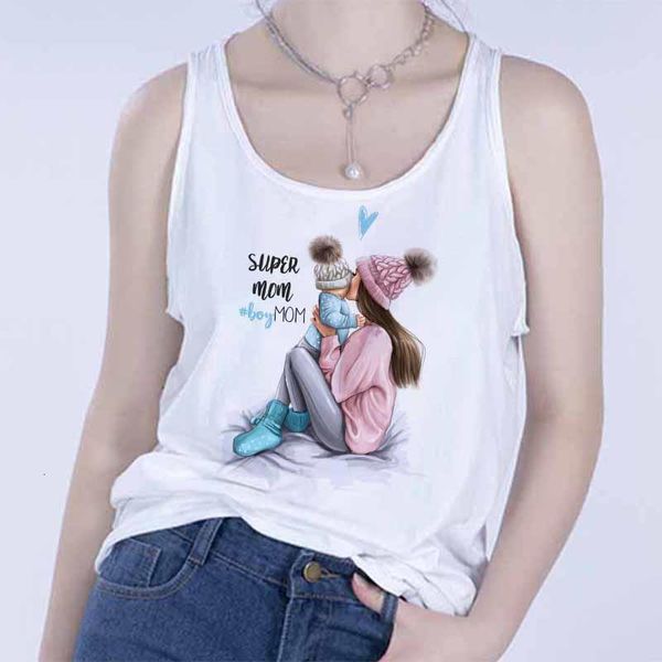 

2021 kawaii super mom print vest tank camisole women t shirt vintage streetwear harajuku casual sleeveless large size s xxl, White